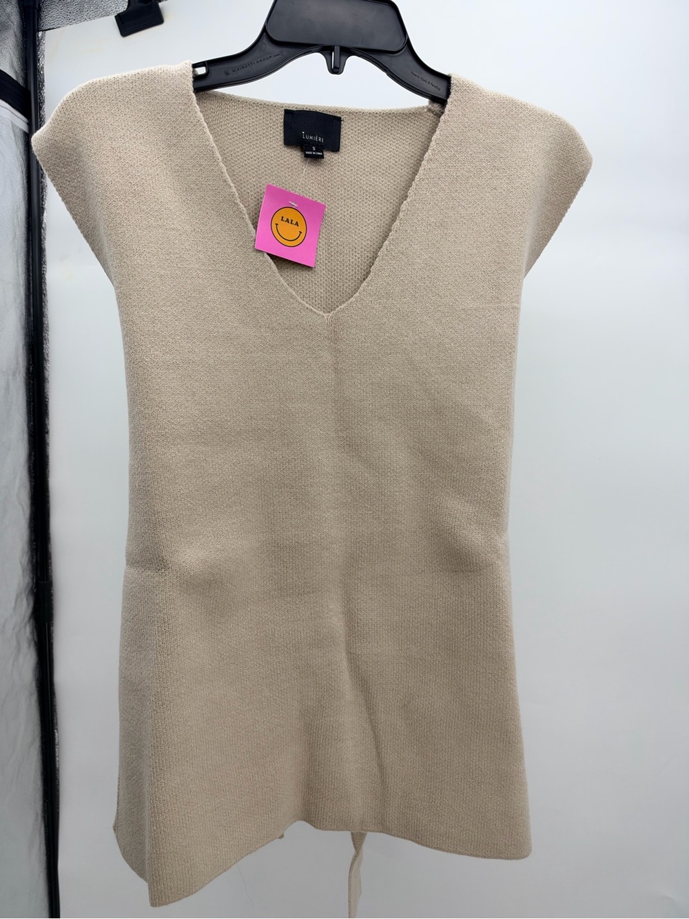 Beige V-Neck Knit blouse